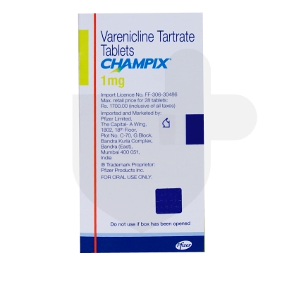 Champix 1mg tablets packaging which is available to order online from NowPatient with free next day delivery