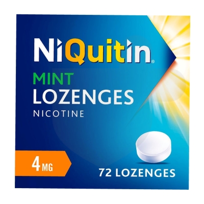 NiQuitin Mint 4mg lozenges packaging which is available to order online from NowPatient with free next day delivery
