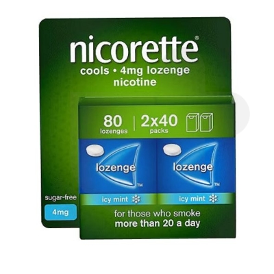 Nicorette Cools 4mg lozenges packaging which is available to order online from NowPatient with free next day delivery