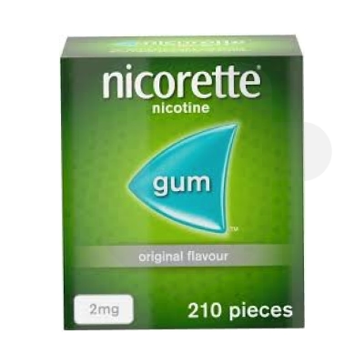 Nicorette Original 2mg medicated chewing gum packaging which is available to order online from NowPatient with free next day delivery