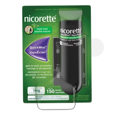 Nicorette QuickMist 1mg/dose mouthspray freshmint packaging which is available to order online from NowPatient with free next day delivery
