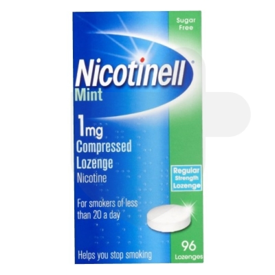 Nicotinell 1mg lozenges packaging which is available to order online from NowPatient with free next day delivery
