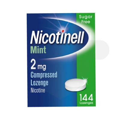 Nicotinell 2mg lozenges packaging which is available to order online from NowPatient with free next day delivery