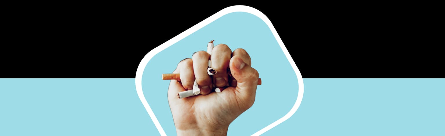 A clenched fist crushing broken cigarettes, symbolising quitting smoking with NowPatient's free NHS stop smoking programme.