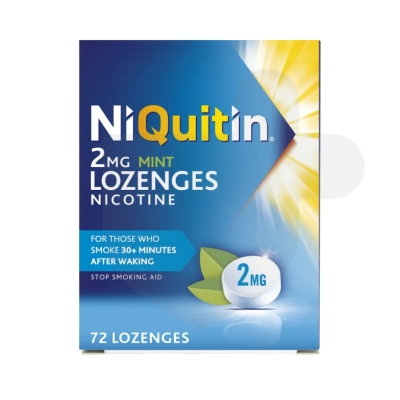 NiQuitin Mint 2mg lozenges packaging which is available to order online from NowPatient with free next day delivery